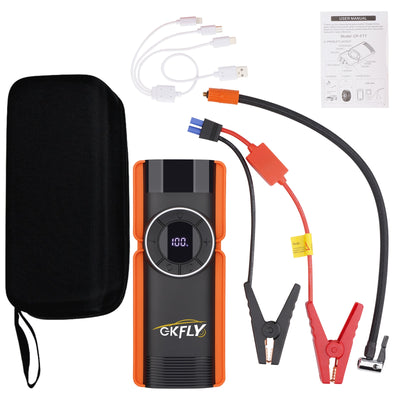GKFLY Car Jump Starter Air Compressor Portable Power Bank Electric Tyre Inflator Pump With LED Lamp For Motorcycle Bicycle Tire