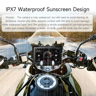 7''5" Motorcycle Multimedia Player 2K HD Recorder GPS Navigation Wireless CarPlay Android Auto IPX8 Waterproof Screen Bluetooth