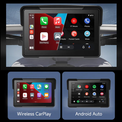 7''5" Motorcycle Multimedia Player 2K HD Recorder GPS Navigation Wireless CarPlay Android Auto IPX8 Waterproof Screen Bluetooth