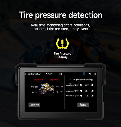 7''5" Motorcycle Multimedia Player 2K HD Recorder GPS Navigation Wireless CarPlay Android Auto IPX8 Waterproof Screen Bluetooth