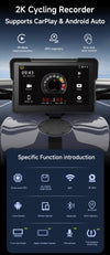 7''5" Motorcycle Multimedia Player 2K HD Recorder GPS Navigation Wireless CarPlay Android Auto IPX8 Waterproof Screen Bluetooth