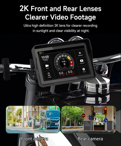 7''5" Motorcycle Multimedia Player 2K HD Recorder GPS Navigation Wireless CarPlay Android Auto IPX8 Waterproof Screen Bluetooth