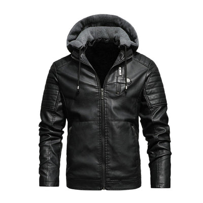 Men's Leather Jacket Hooded Coats