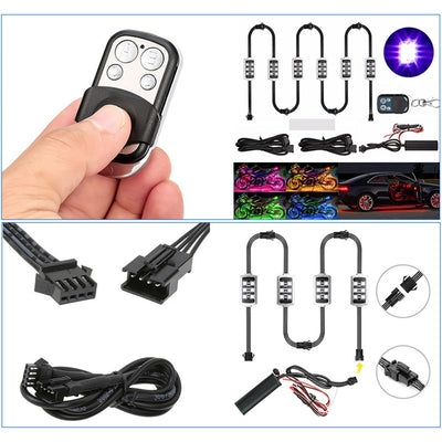 6 RGB 36 LED Smart Brake Lights Motorcycle Atmosphere Light with Wireless Remote Control Moto Decorative Strip Lamp Kit