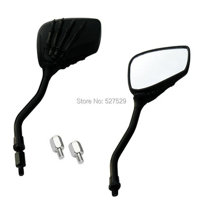 A Pair of Motorcycles Custom Skull Hand Skeleton Mirror for Harley Sportster Softail Dyna Honda Suzuki