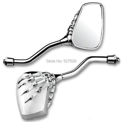 A Pair of Motorcycles Custom Skull Hand Skeleton Mirror for Harley Sportster Softail Dyna Honda Suzuki