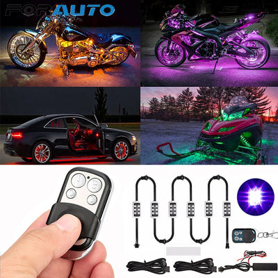6 RGB 36 LED Smart Brake Lights Motorcycle Atmosphere Light with Wireless Remote Control Moto Decorative Strip Lamp Kit