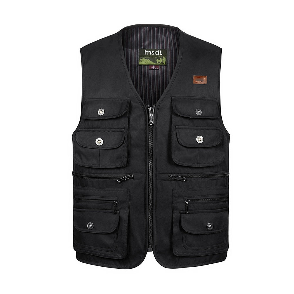 Men Large Size XL-4XL Motorcycle Casual Vest Male Multi-Pocket
