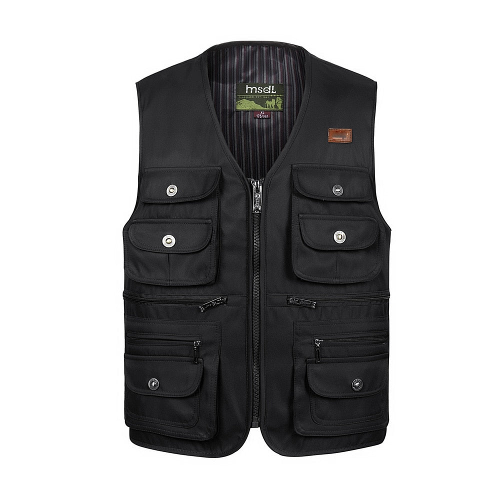 Men Large Size XL-4XL Motorcycle Casual Vest Male Multi-Pocket Tactica -  Elite Biker's Accessories