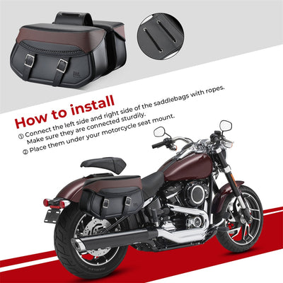 Motorcycle Saddlebag Side Bag Universal PU Waterproof PU Saddle Bags Travel Pack Luggage Rack for Softail Touring Models Bags