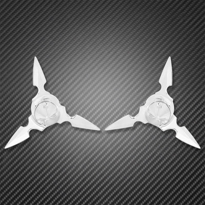 2xMotorcycle Chrome Spun Blade Spinning Front Axle Cap Nut Cover ABS For Harley Sportster XL1200 883 XG Touring FLH Dyna Softail