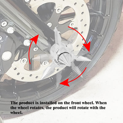 2xMotorcycle Chrome Spun Blade Spinning Front Axle Cap Nut Cover ABS For Harley Sportster XL1200 883 XG Touring FLH Dyna Softail